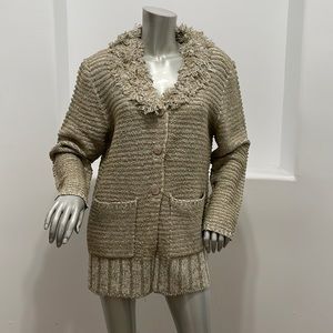 Vintage 90's Side Effects Brown Fuzzy Knit Sweater Cardigan Size L, XL